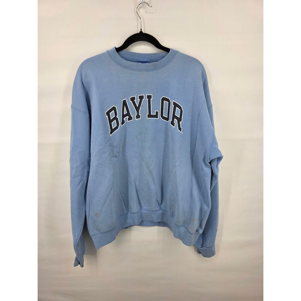 Champion Baylor University Sweatshirt Large Light Blue Crewneck Graphic Fleece